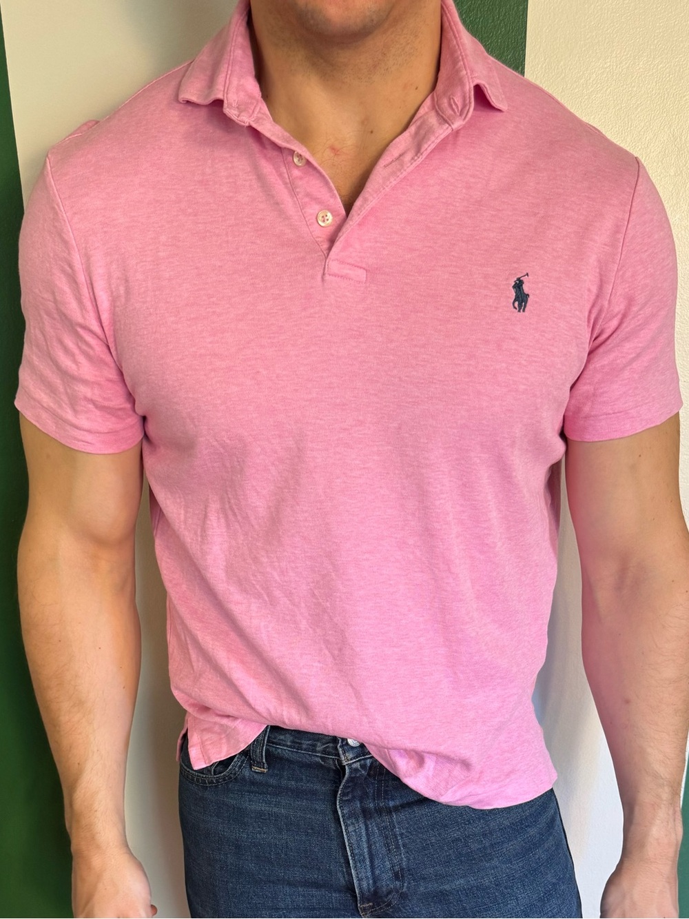 Polo Ralph Lauren Pink Soft Short-Sleeve Polo with Navy Logo